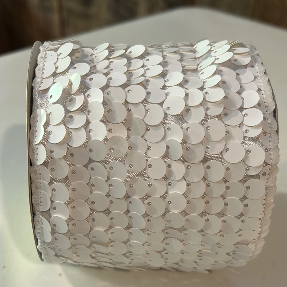 White Sequin Ribbon for Party Decorations